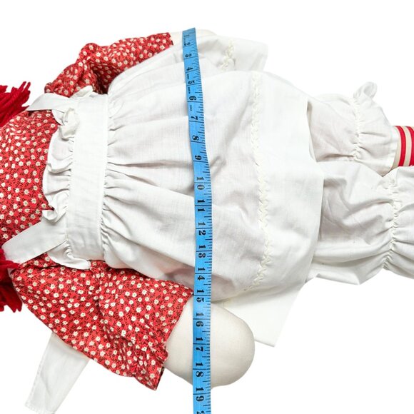 Handmade 1960s Raggedy Ann Andy Dolls Red Yarn Hair Cloth Bodies Classic 34x19 - Picture 15 of 16